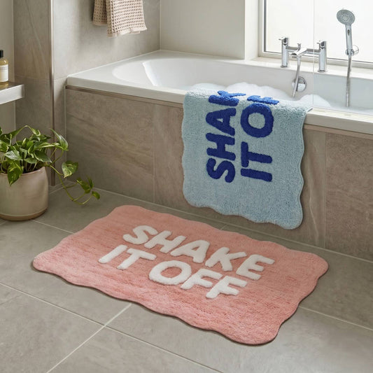 Shake It Off Slogan Bath Mat - Fun Scallop Rug