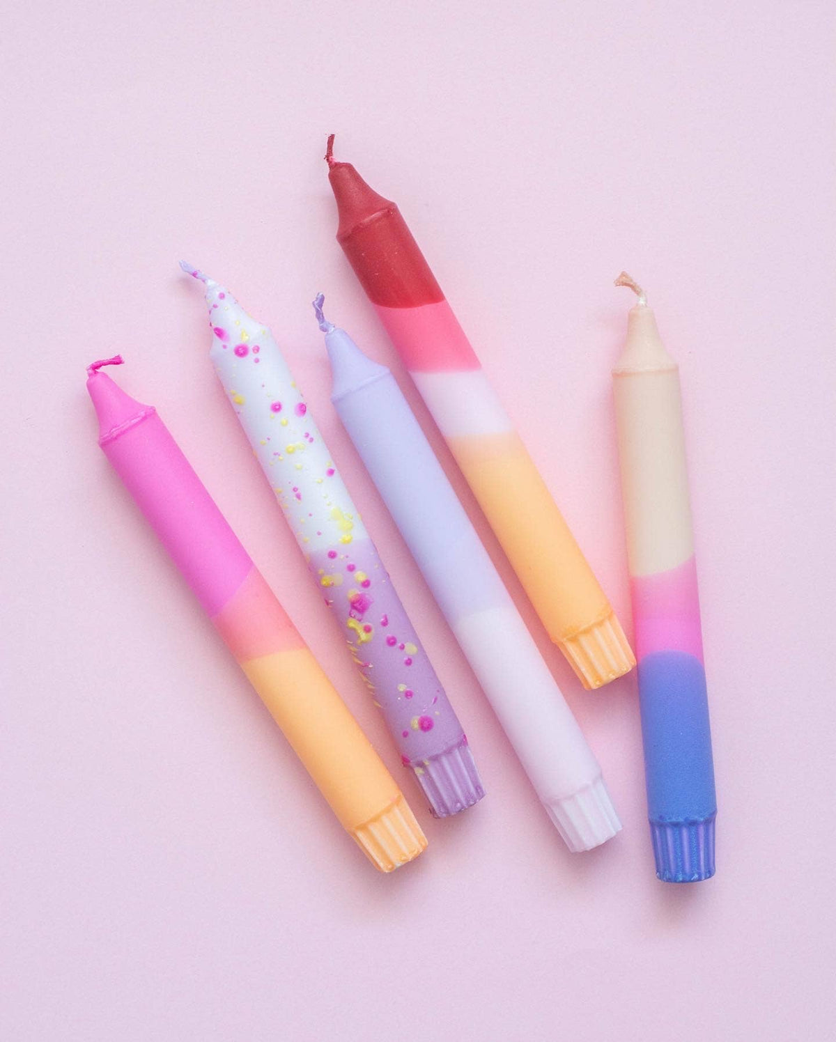 Taper candles- 5 pack/ orange pastel party sunset mix