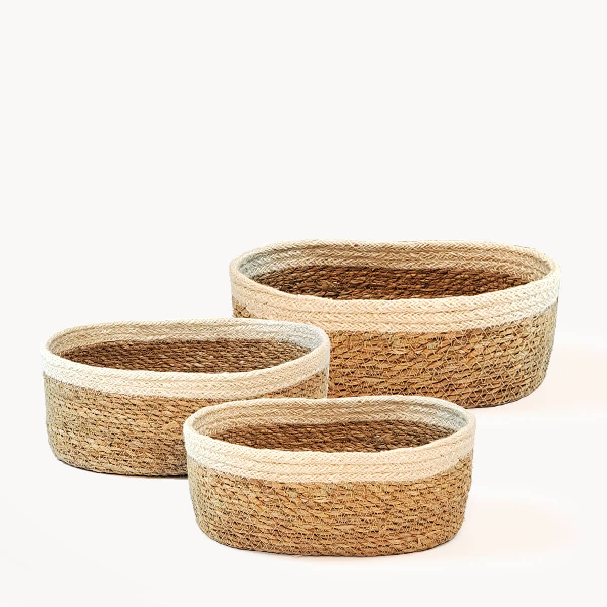 Handwoven Wicker Storage Basket • Savar Oval Bowl-Set of 3