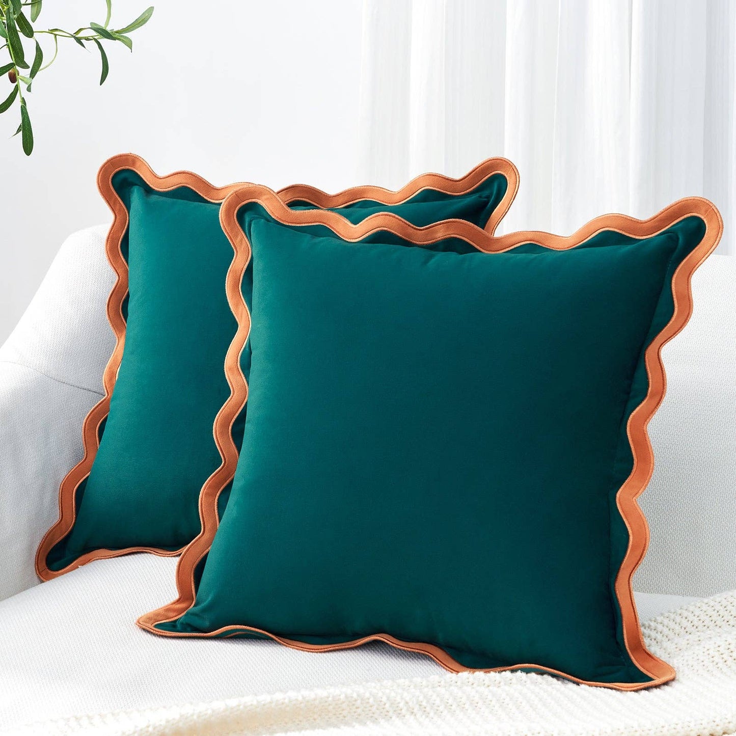 Maleku Pillow Covers Coral/Dark Teal 22"
