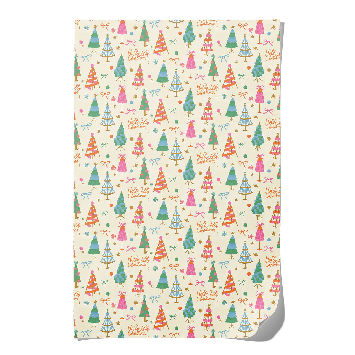 Holly Jolly Trees Christmas Wrapping Paper | Flat Sheet