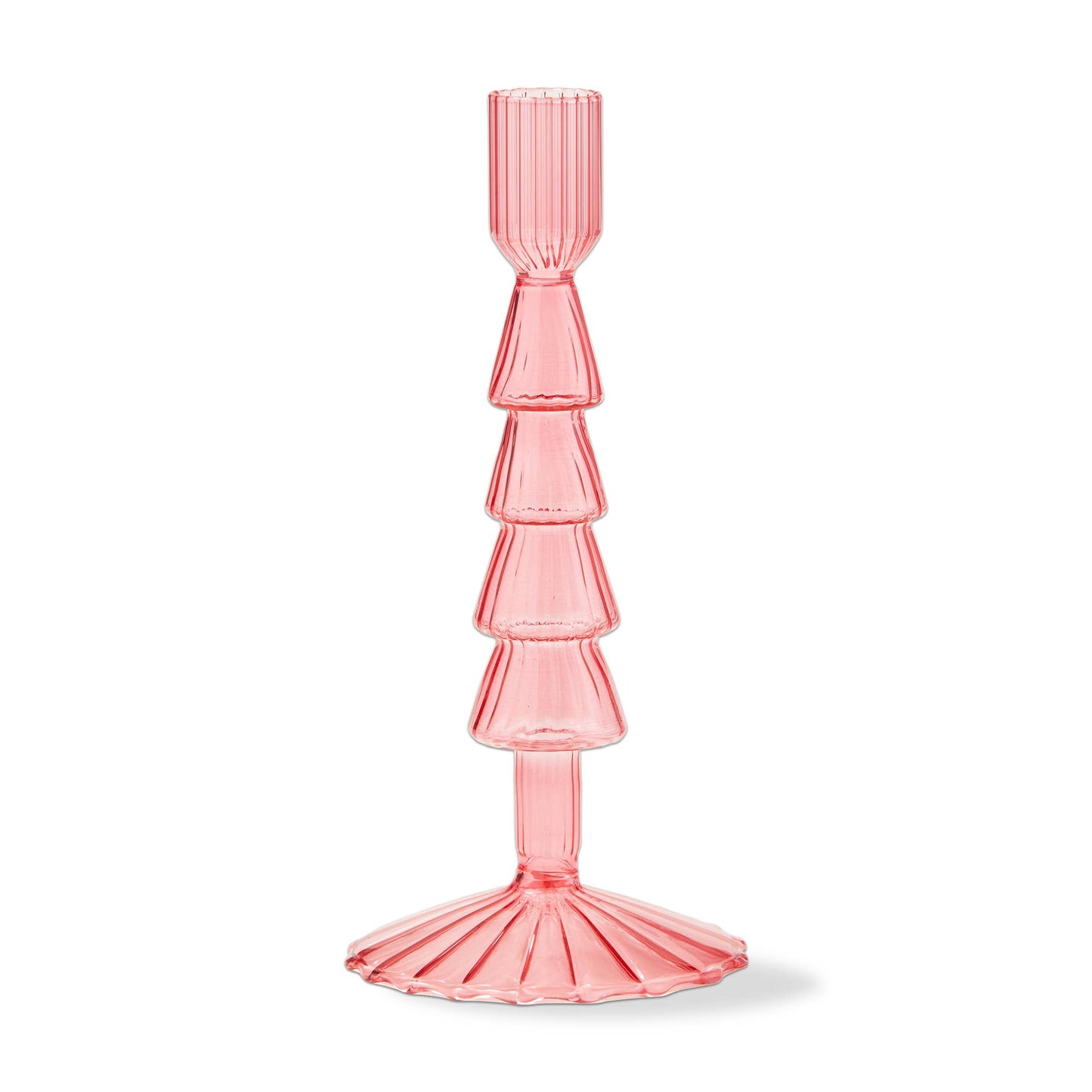 Pink Groovy Tree Taper Holder Large Borosilicate Glass