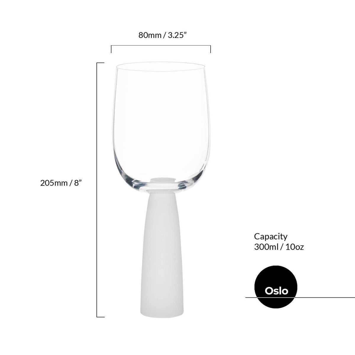 Oslo Frost Wine Glasses, Set of 2 – For Red & White Wine – Handcrafted Glassware