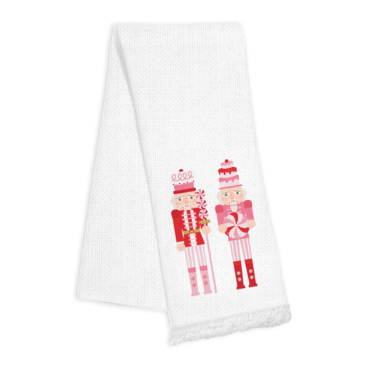 Fringe Towels - Nutcrackers Pink
