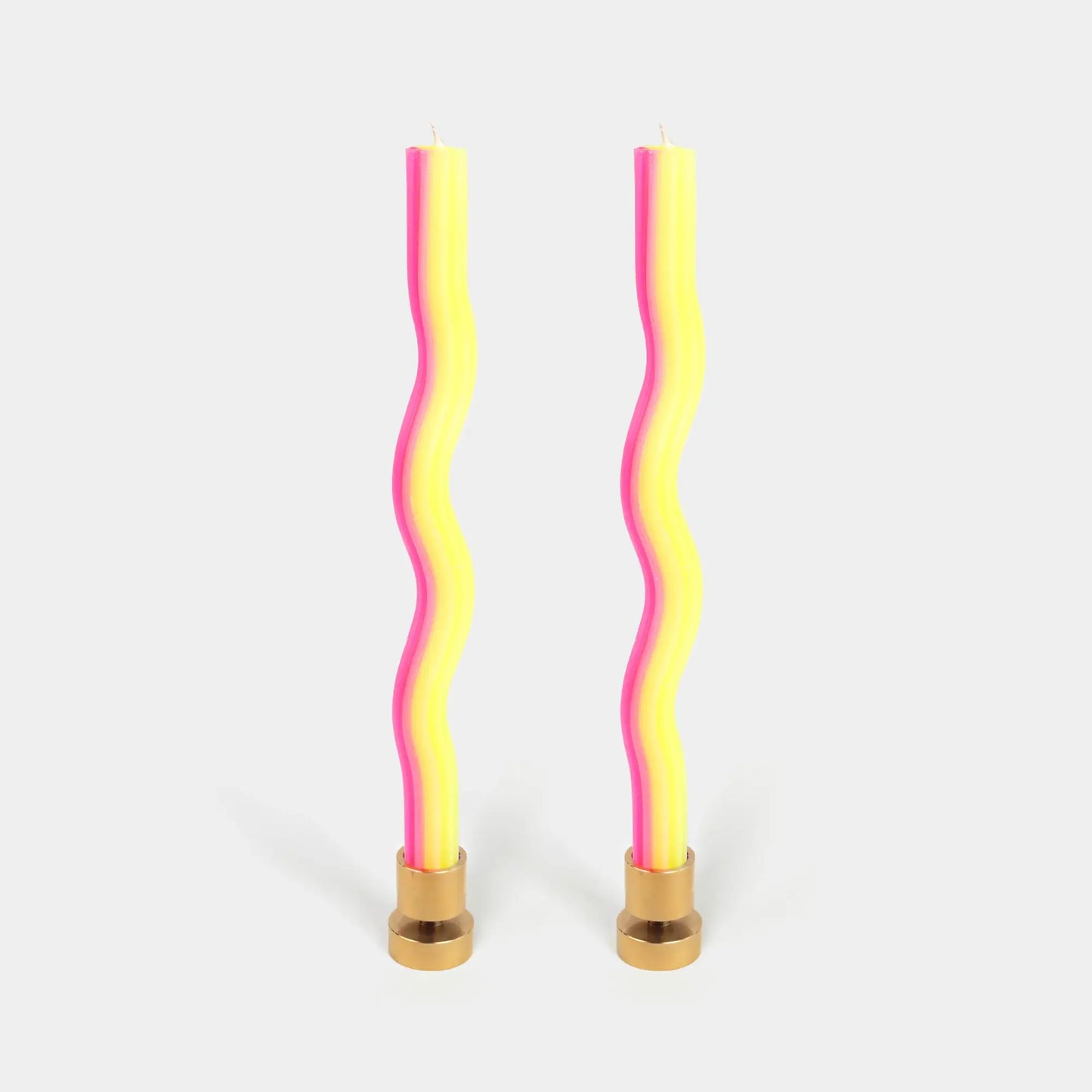 Wiggle Candles - Yellow & Pink (2 Pack) - 11" Vibrant Tapers
