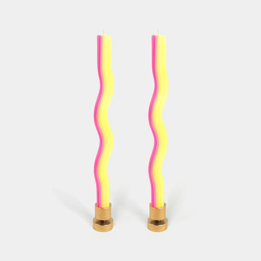 Wiggle Candles - Yellow & Pink (2 Pack) - 11" Vibrant Tapers