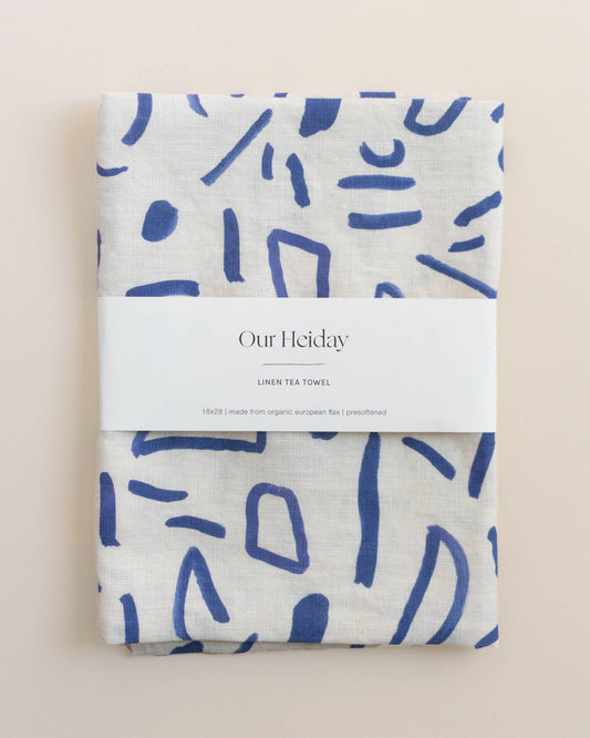 Everly Midnight Linen Tea Towel