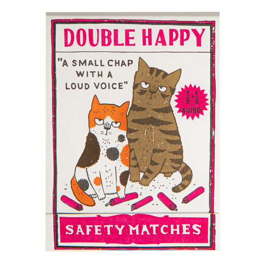 Archivist Double Happy Kitten Matchbook, 10 Matches
