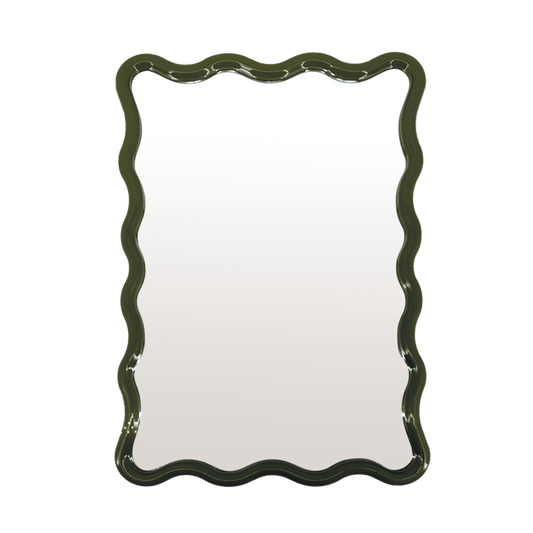 Large khaki wavy rectangular mirror L40 H60cm