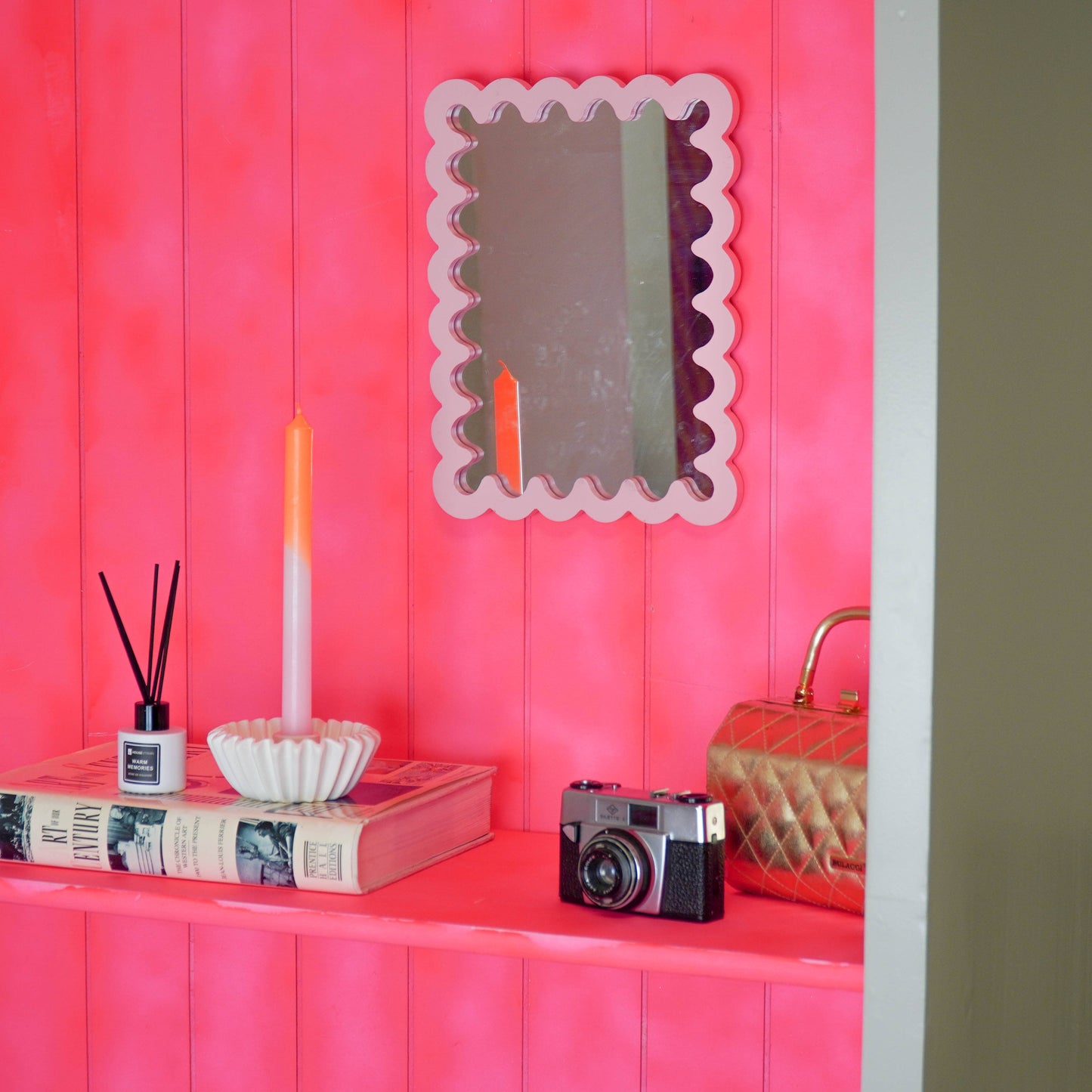 Mirror - Wavey - Light Pink - MDF - 24x33x1.5cm