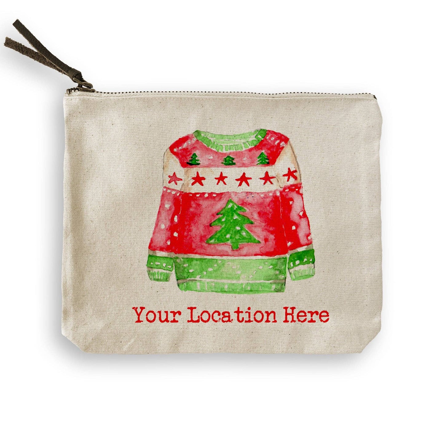 Red and Green Ugly Sweater with Location