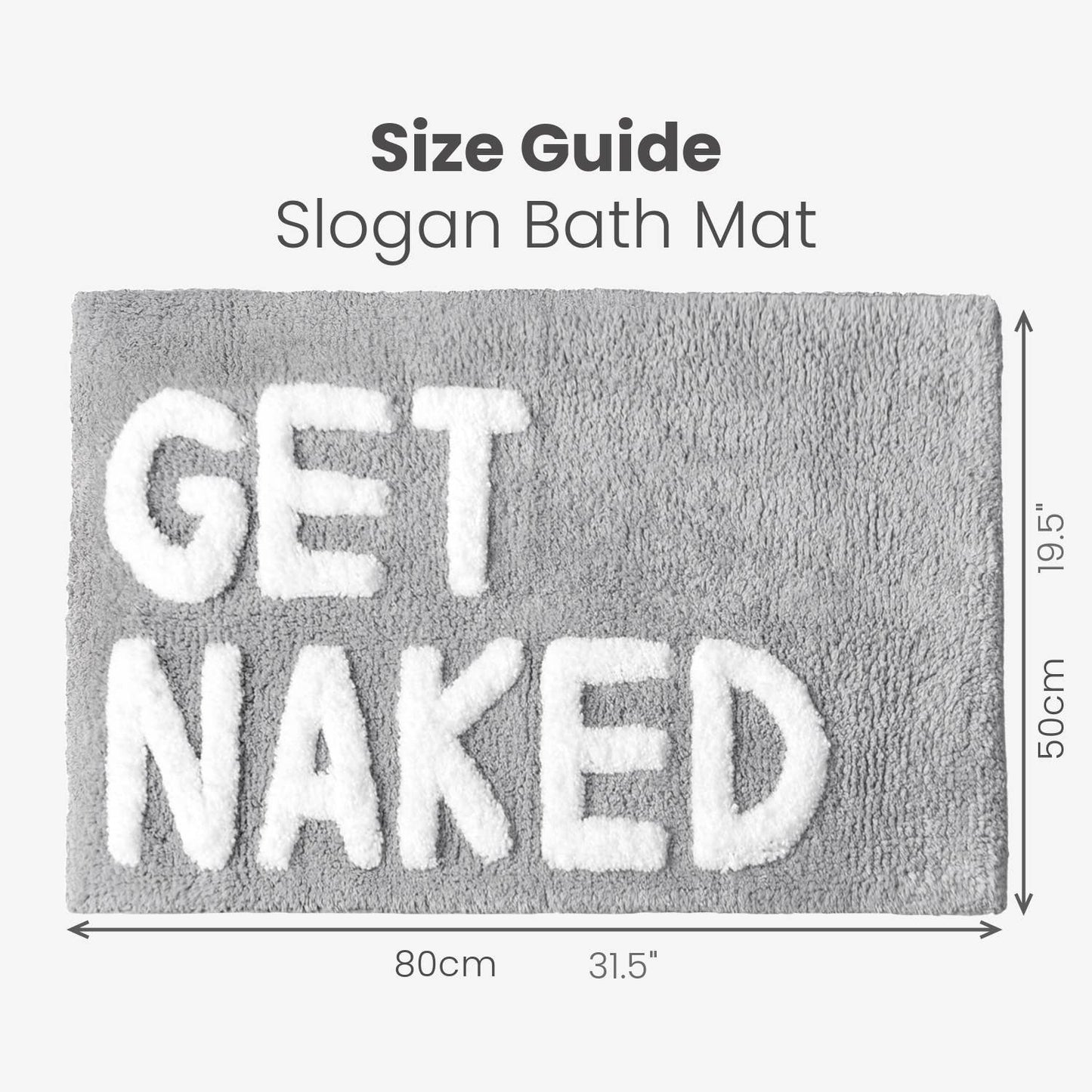 Get Naked Bath Mat - Non Slip Slogan Bathroom Rug