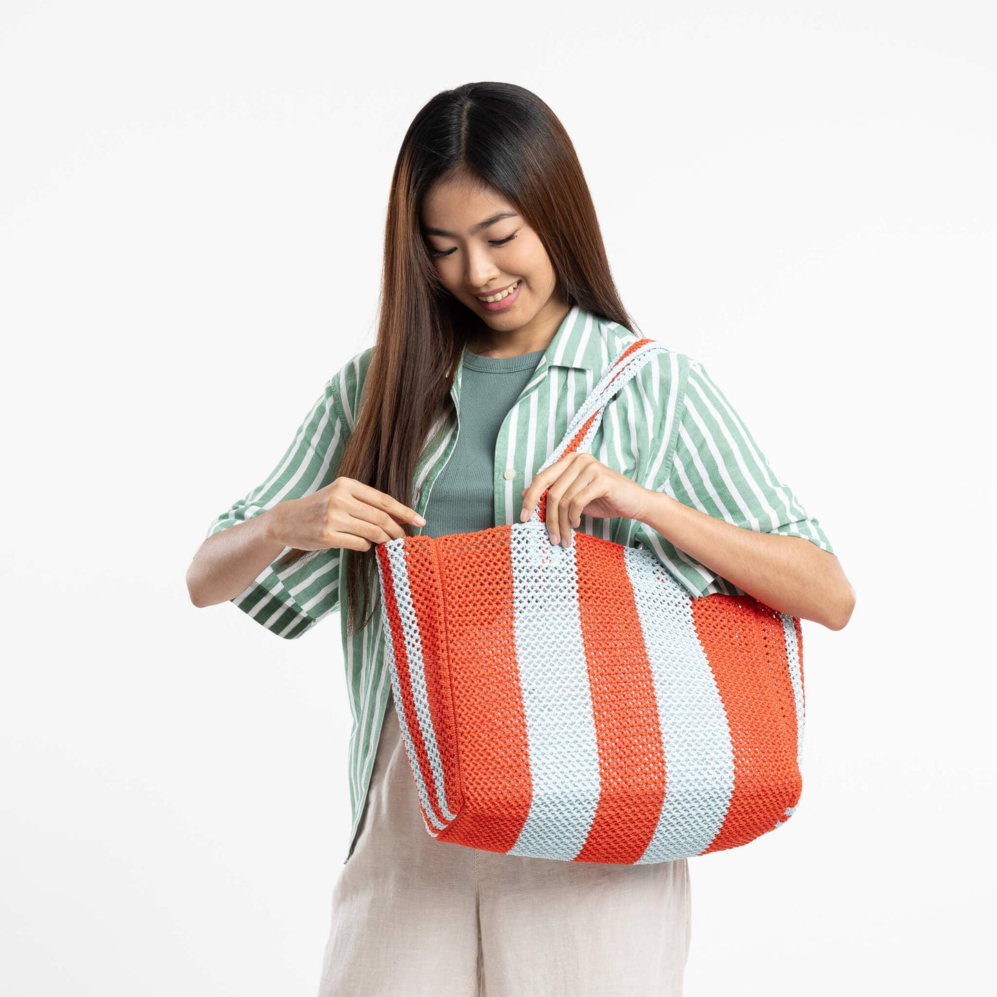 Stripe Raffia Beach Tote