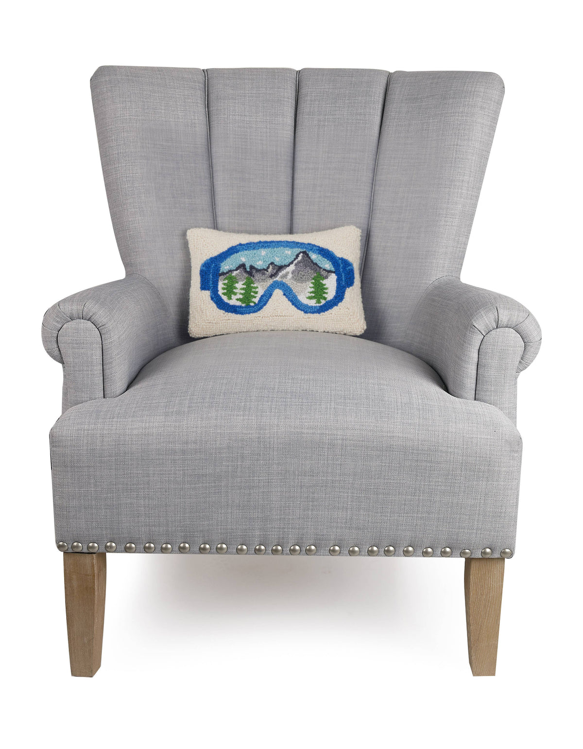 Ski Goggles Wool Hooked Throw Pillow | 8 × 12 Inches