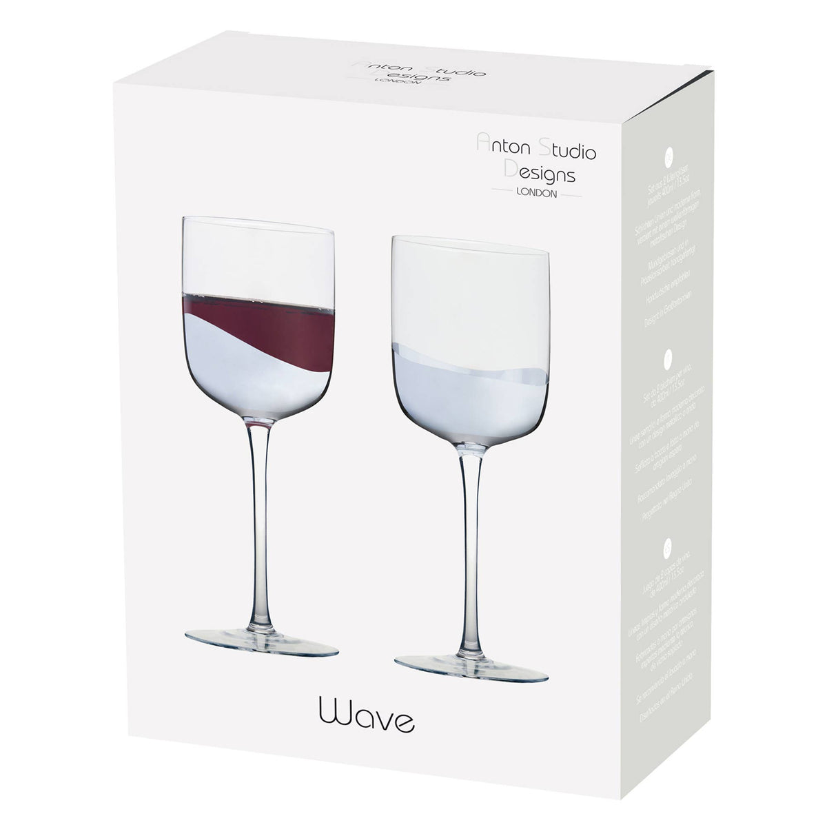 Wave Silver Wine Glasses, Set of 2 – For Red & White Wine – Handcrafted Glassware