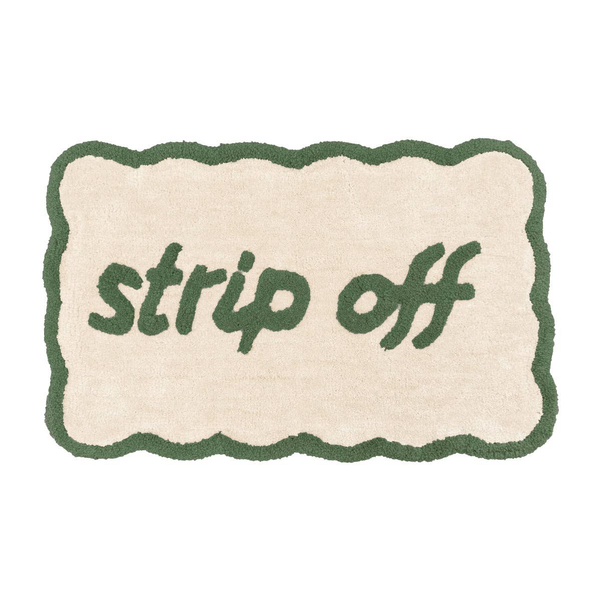 Strip Off Slogan Scalloped Bath Mat Non Slip
