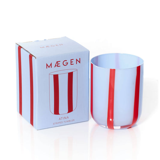 Maegen Atina Blue & Red Striped Drinking Glass