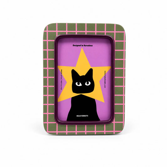 Striped Superstar Cat Photo Frame, 4 × 6