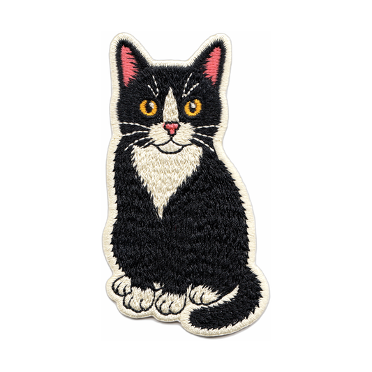 Lucy the Tuxedo Kitty Embroidered Iron-On Patch