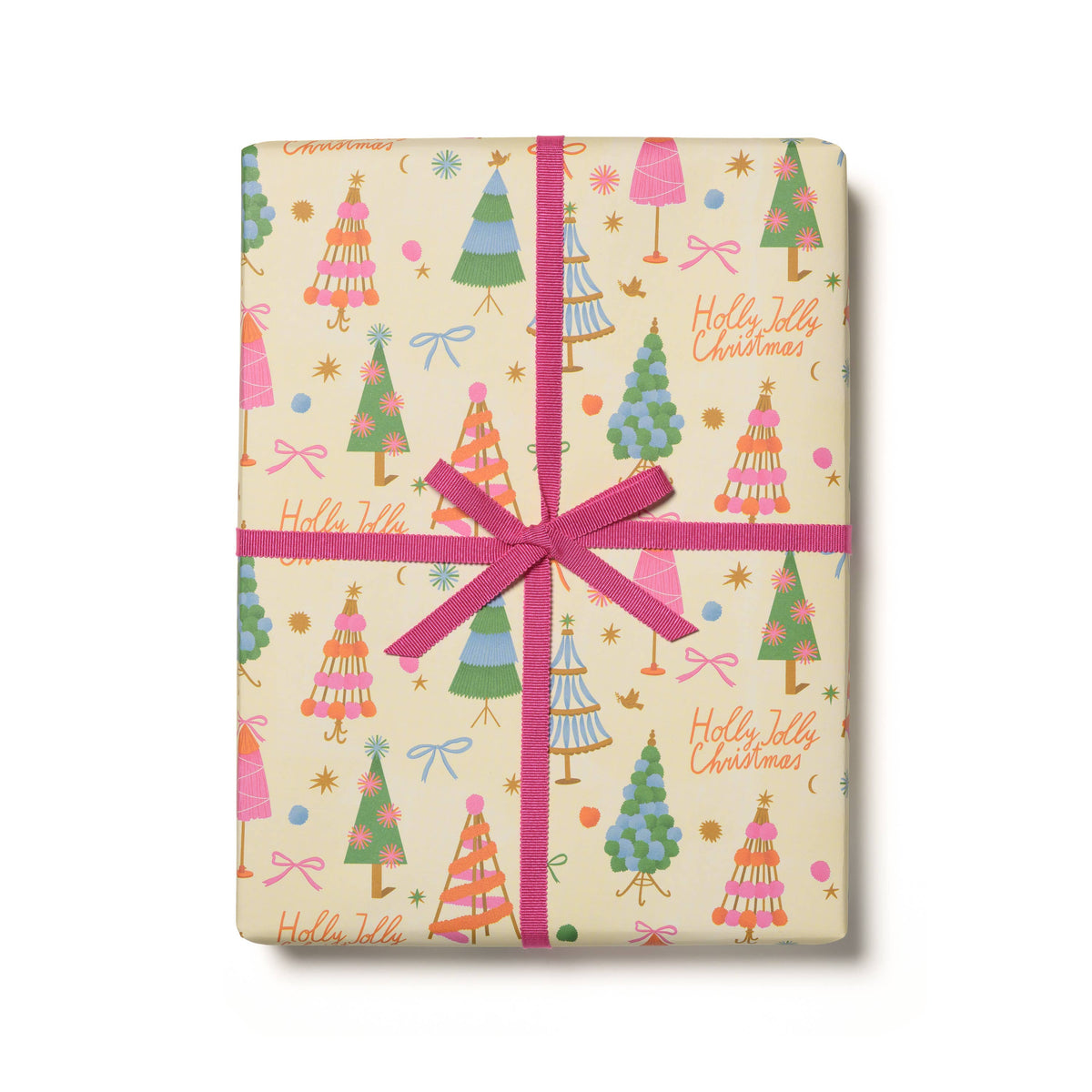 Holly Jolly Trees Christmas Wrapping Paper | Flat Sheet