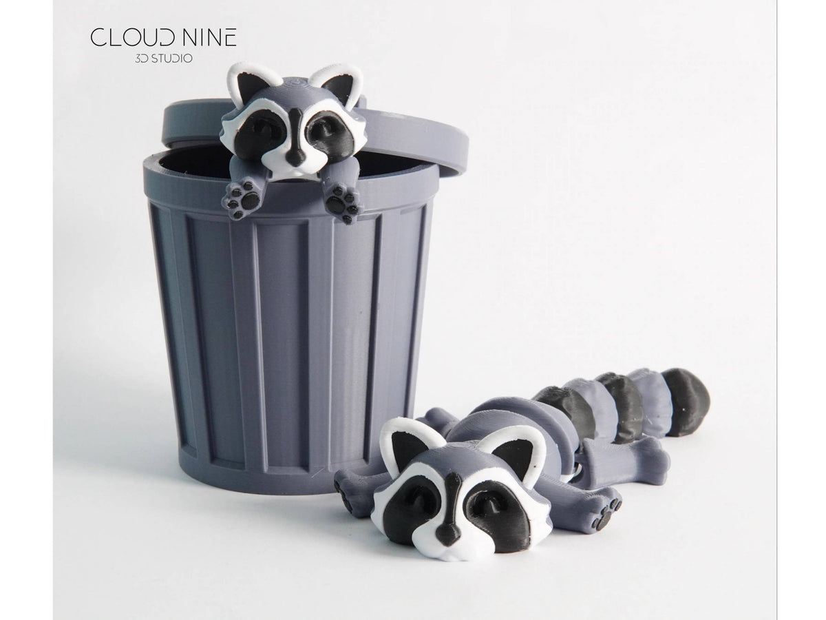 3D Printed Articulated Raccoon Fidget Toy, Cute Raccoon Desk Buddy
