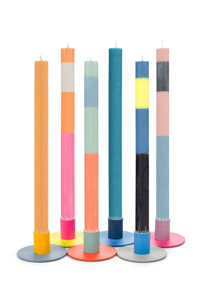 BRITISH COLOUR STANDARD - Mixed Set 1 - 6 x Small Two-Tone Metal Candleholders