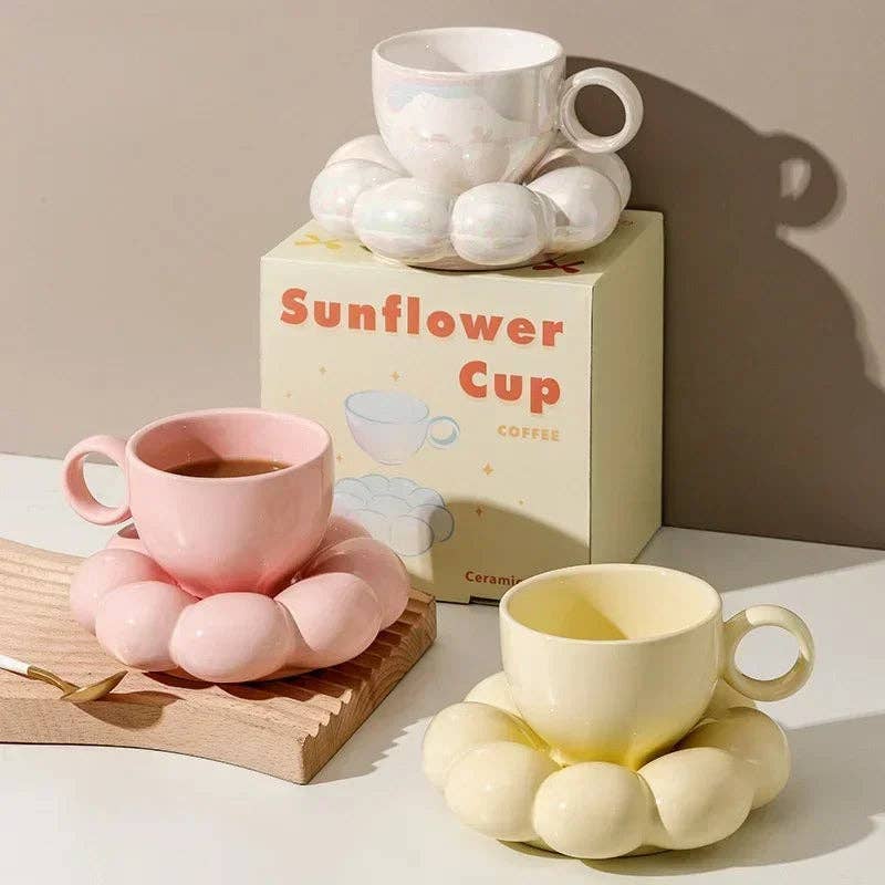 Ceramic Coffee Mug and Cloud Saucer Set