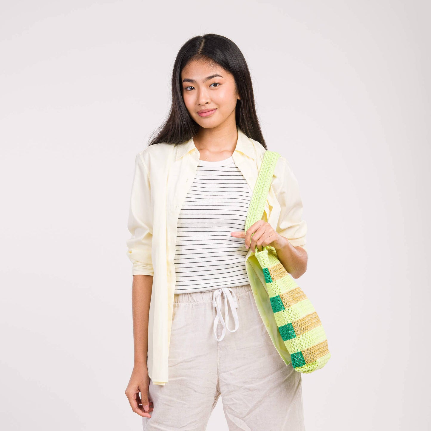 Stripe Raffia Tote