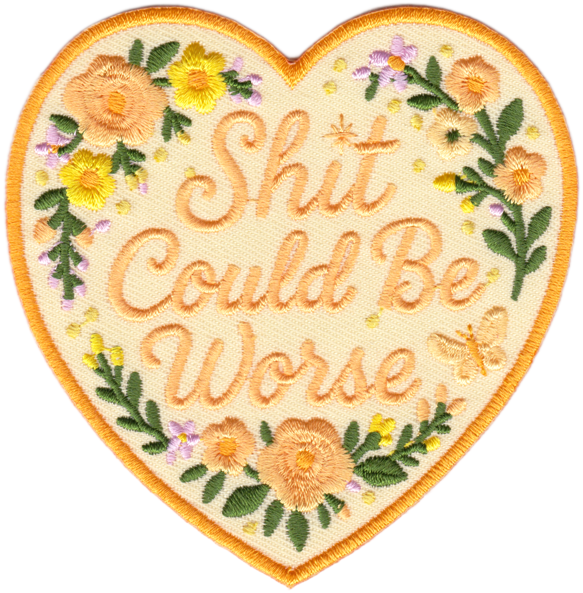 Shit Could Be Worse Floral Heart Embroidered Iron-On Patch