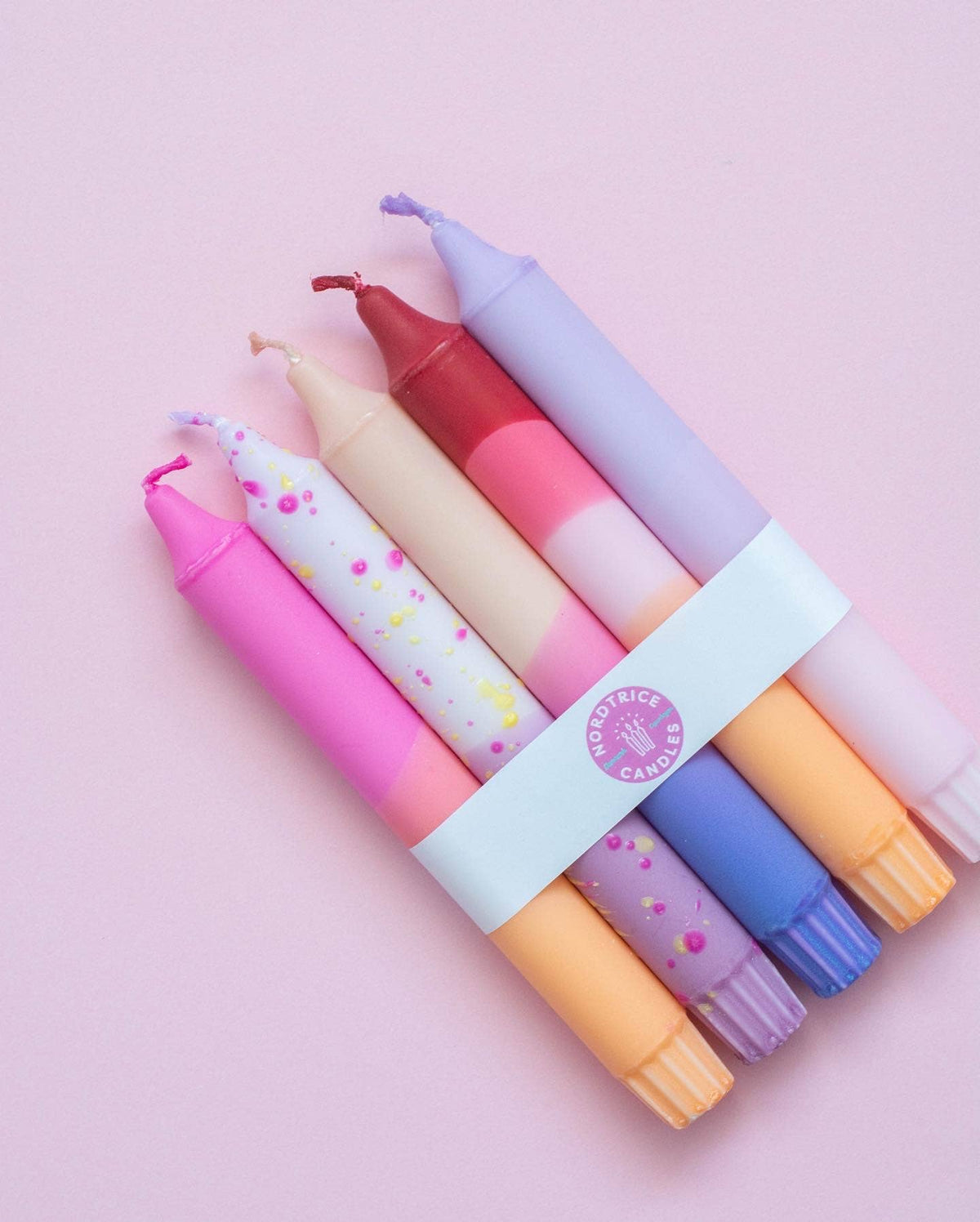 Taper candles- 5 pack/ orange pastel party sunset mix