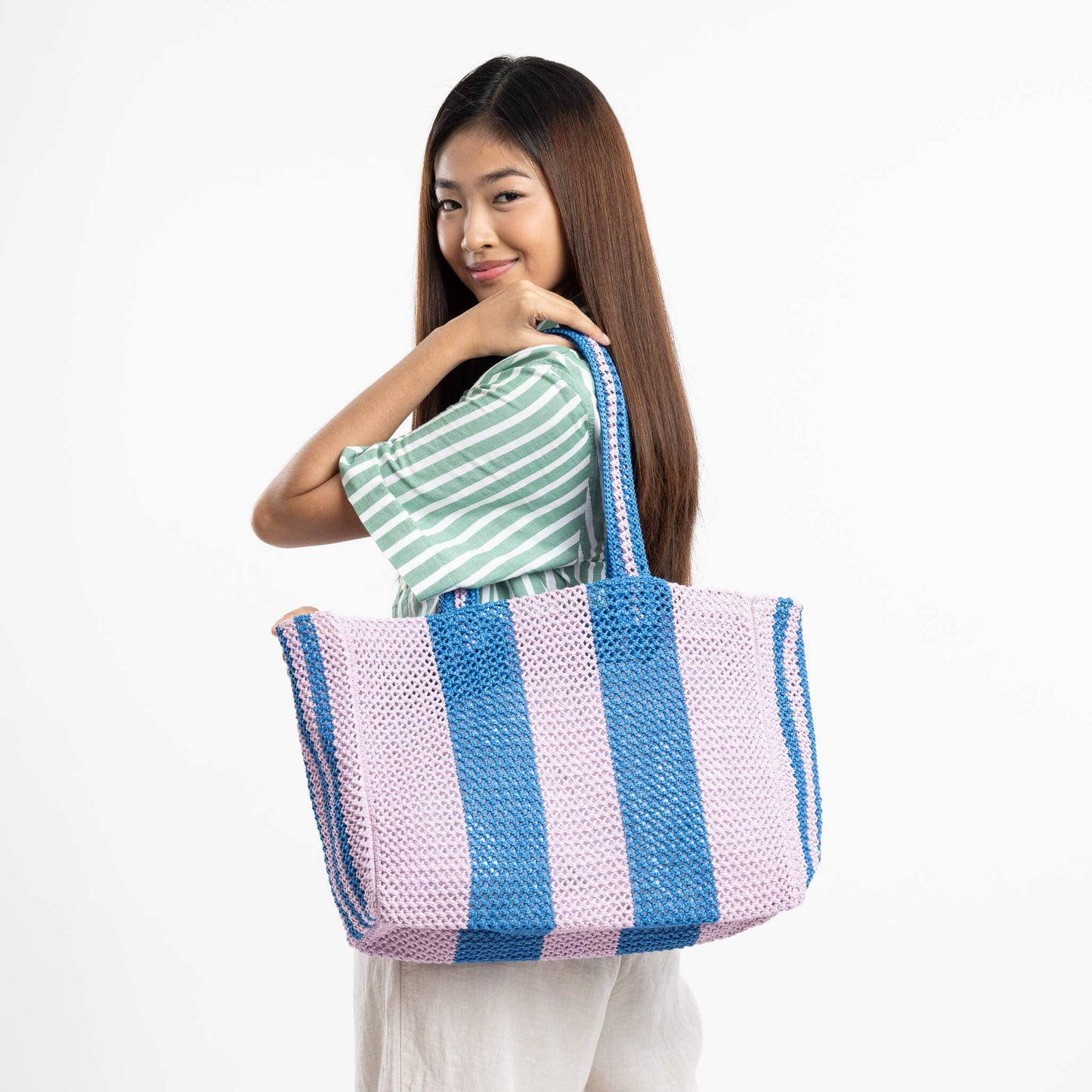 Stripe Raffia Beach Tote