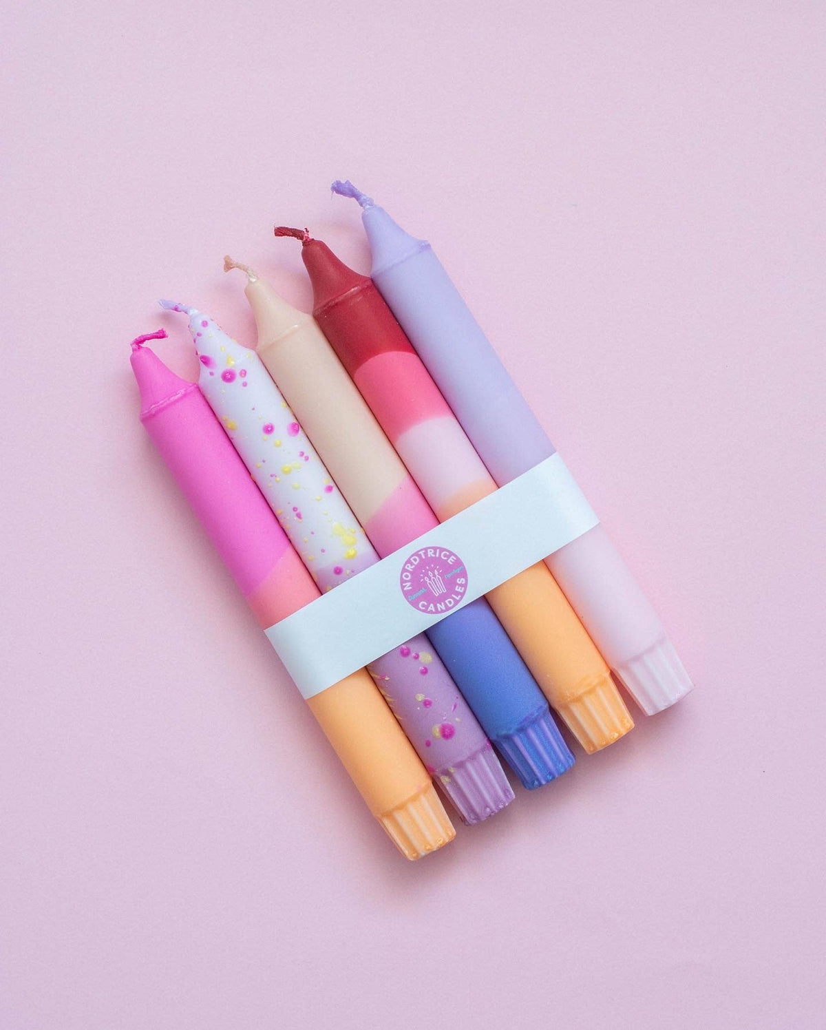 Taper candles- 5 pack/ orange pastel party sunset mix