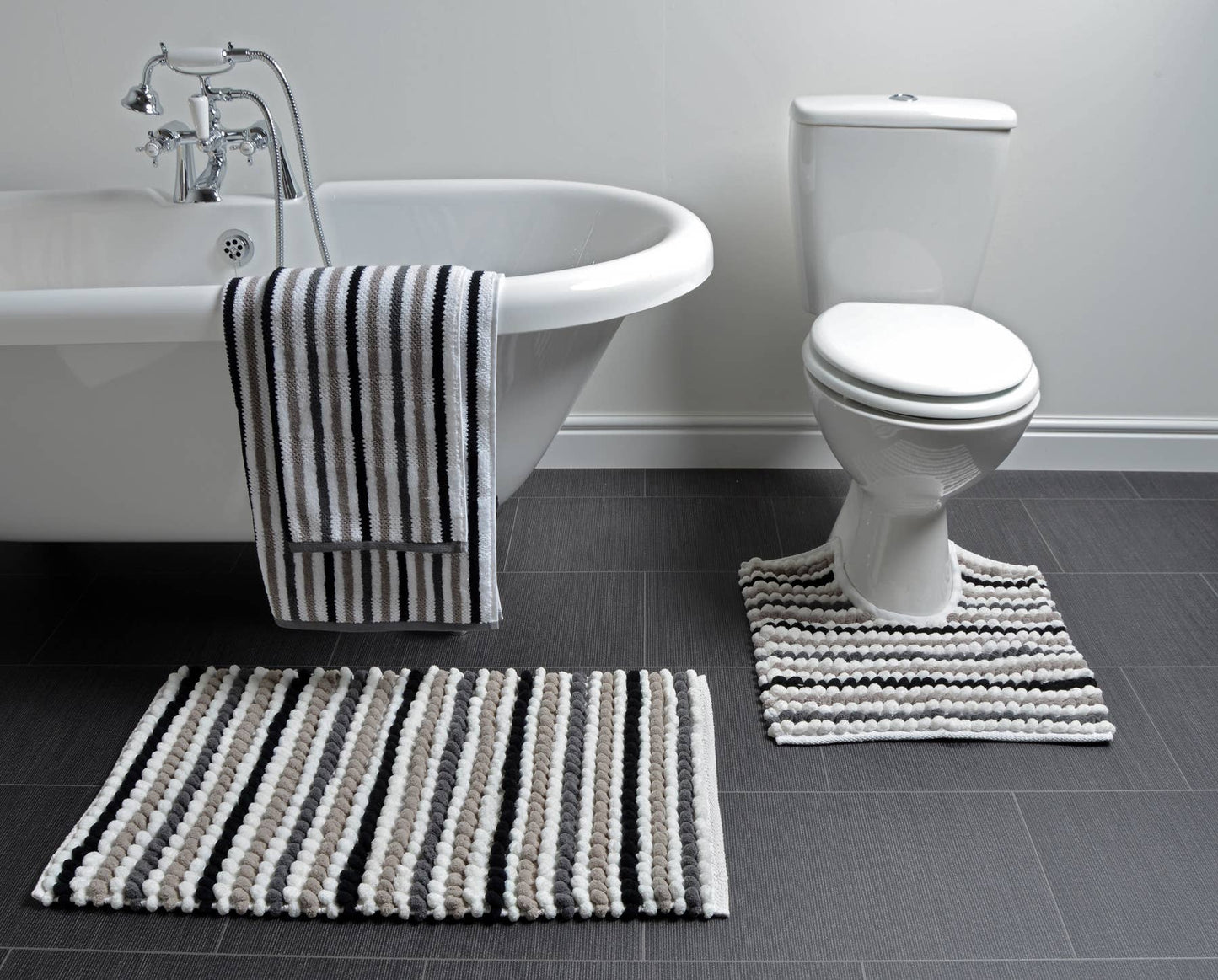 Striped Chunky Bobble Bath Mat - Super Soft & Absorbent