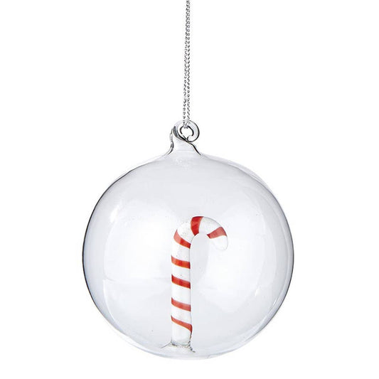 Candy Cane Glass Christmas Ornament