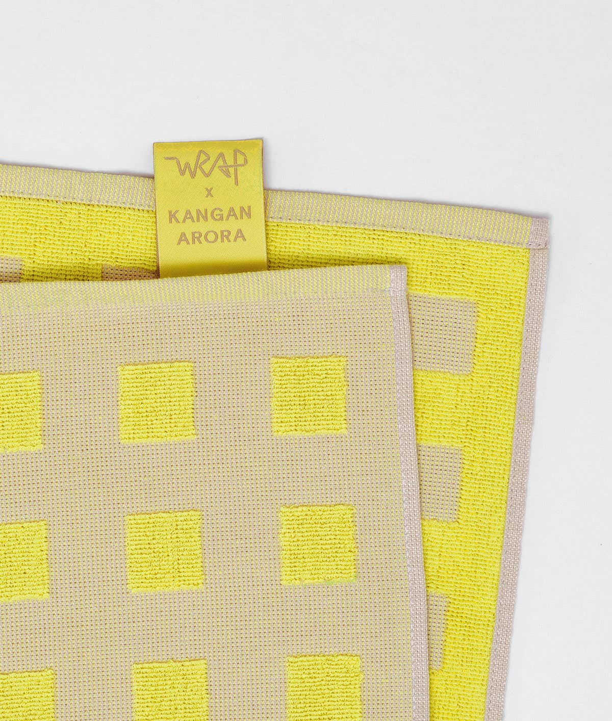 Squares Woven Terry Tea Towel – Oat/Yellow