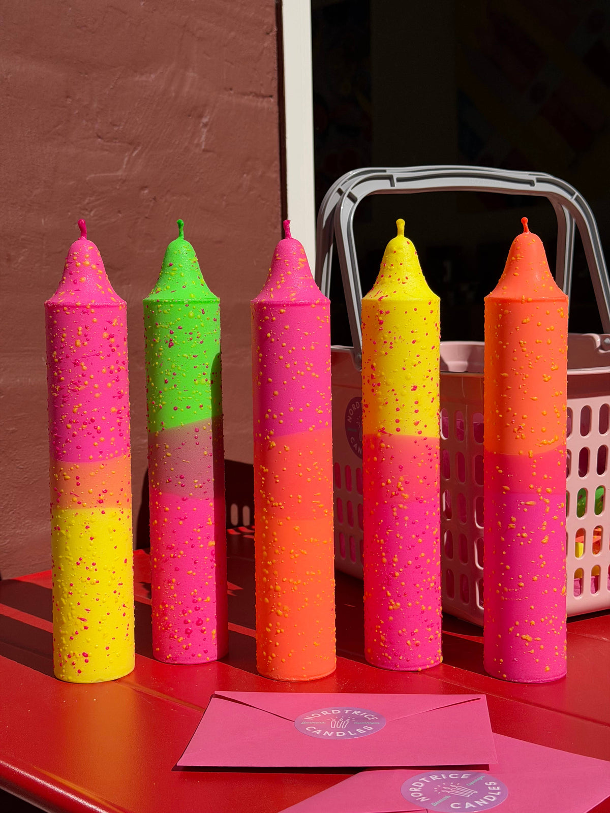 Block Candle, Summer Neon Confetti Mix (quantity of 1)