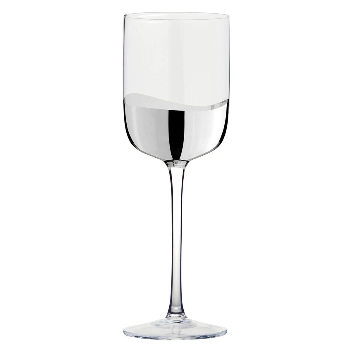 Wave Silver Wine Glasses, Set of 2 – For Red & White Wine – Handcrafted Glassware