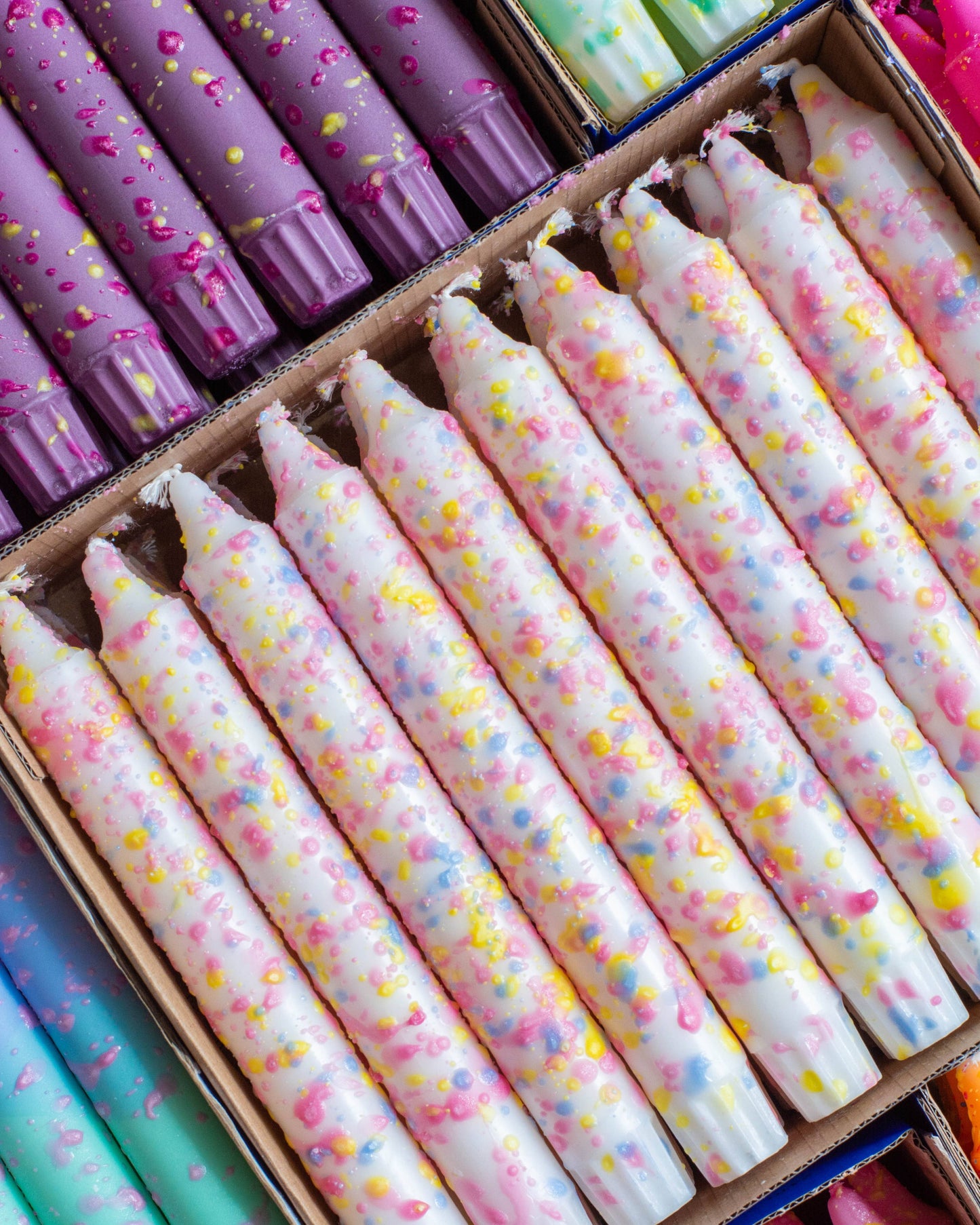 Taper candles- Summer vibes / Rainbow Confetti