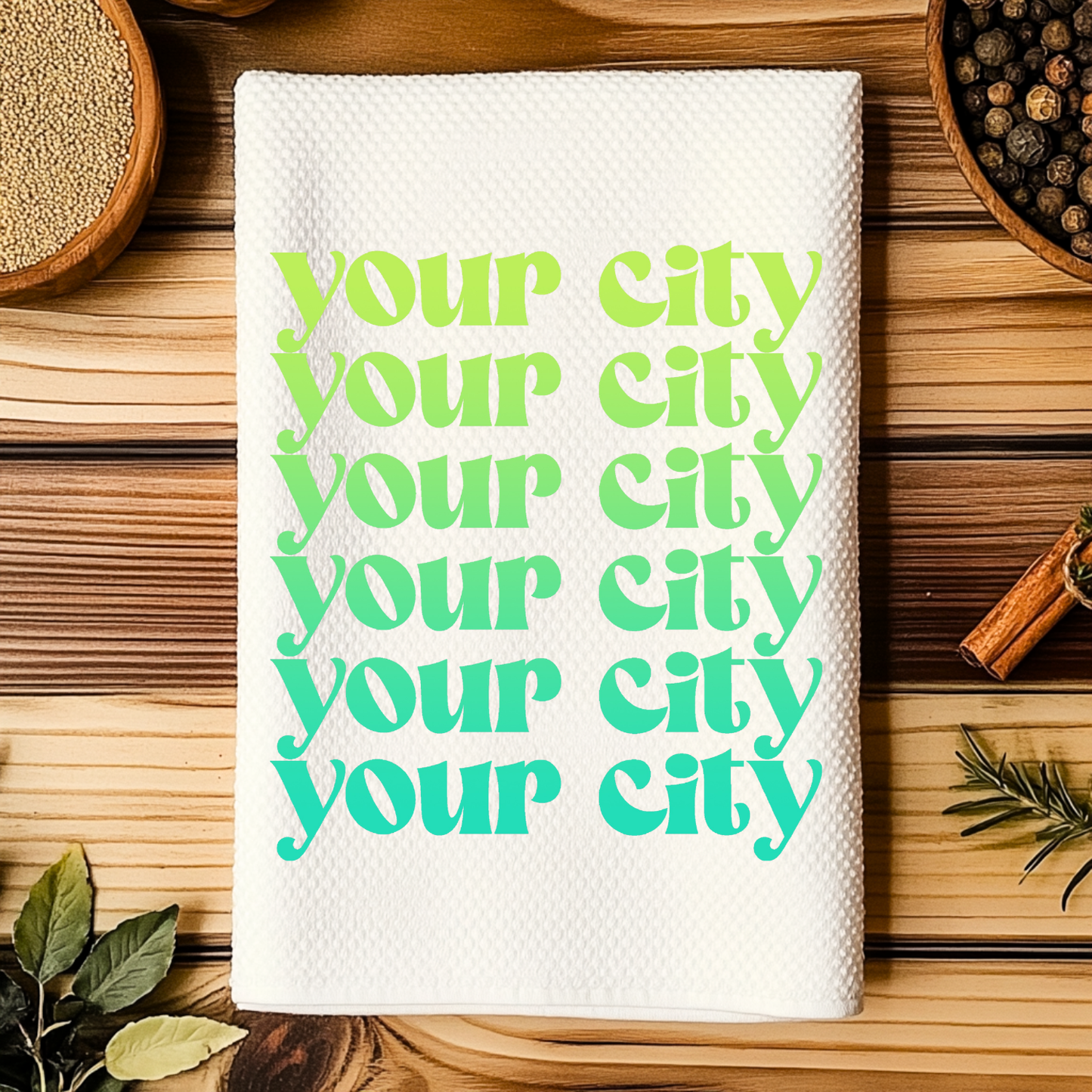 Colorful Kitchen Towels - Your City - Ombre, Customizable