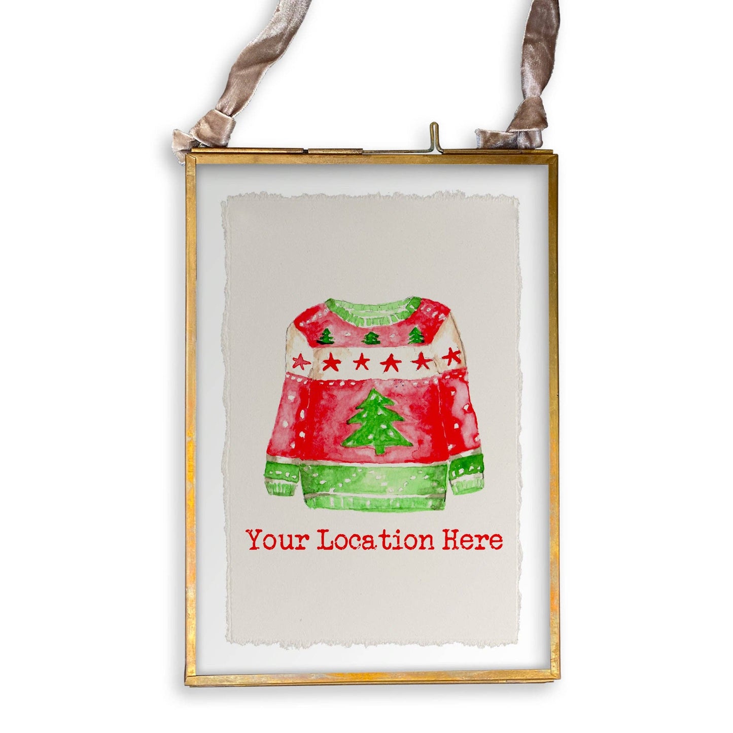Red and Green Ugly Sweater with Location
