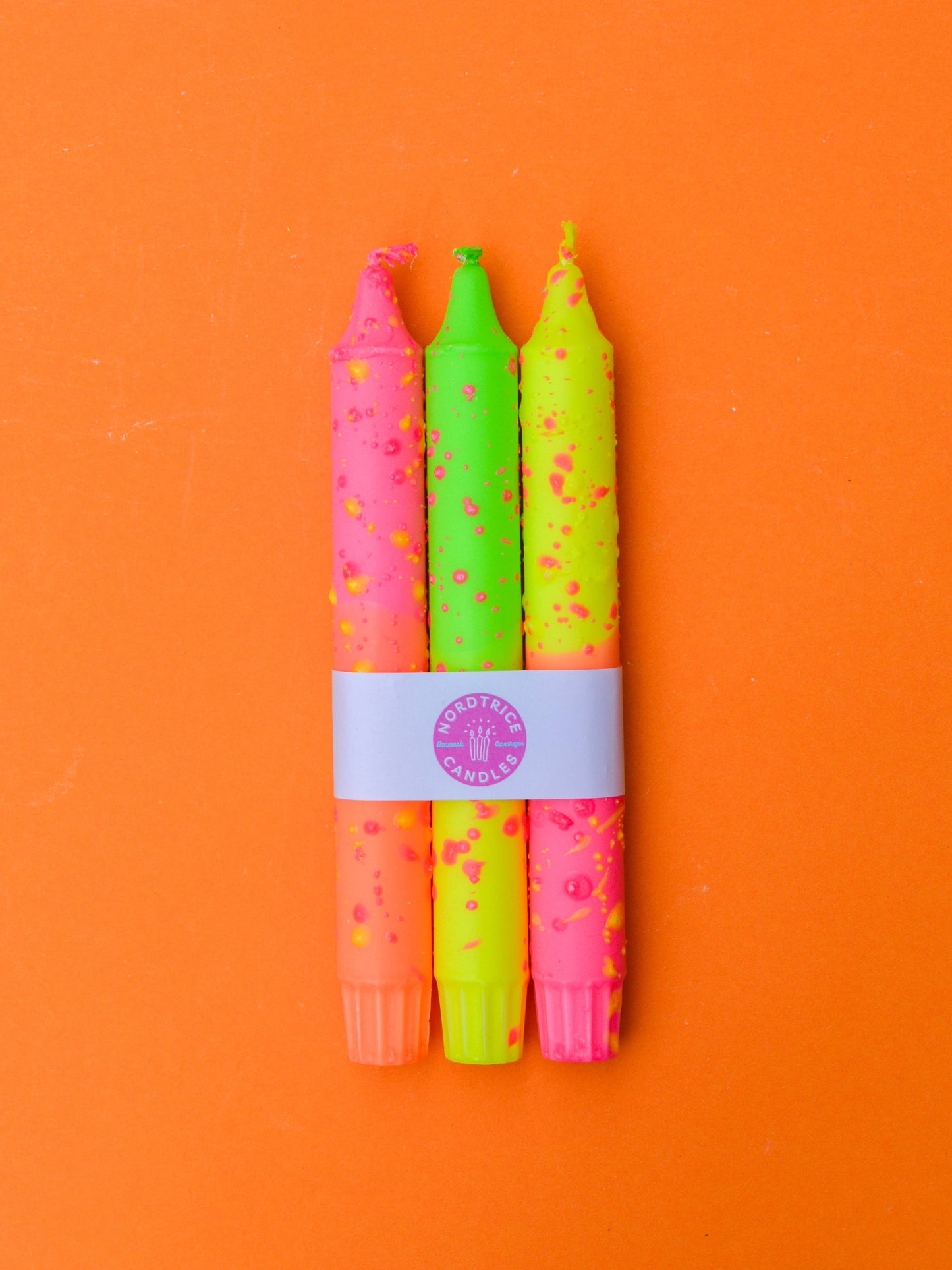 Taper candles- 3 pack/ Neon Orange