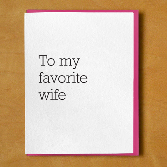To My Favorite Wife Letterpress Card