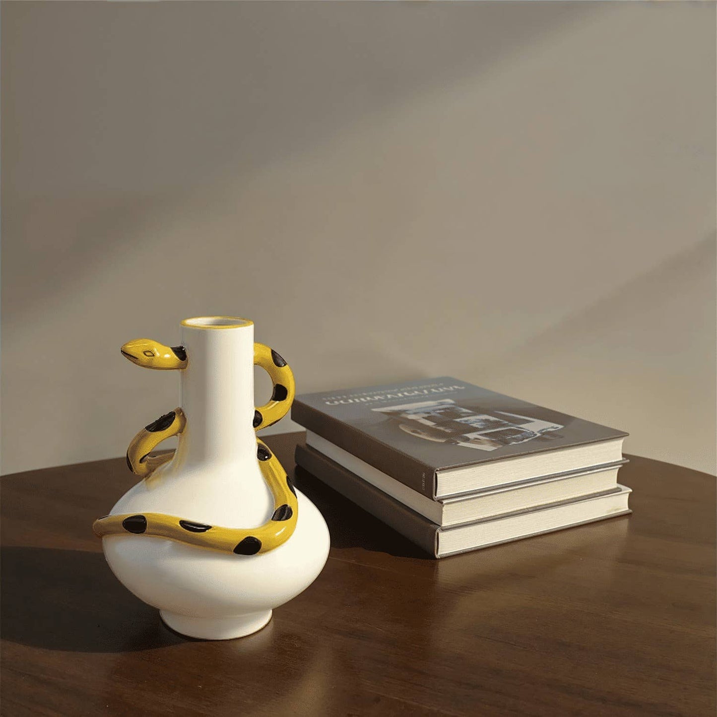 Stoneware Vase w 3D Snake (6-1/2" Rdx9"H)