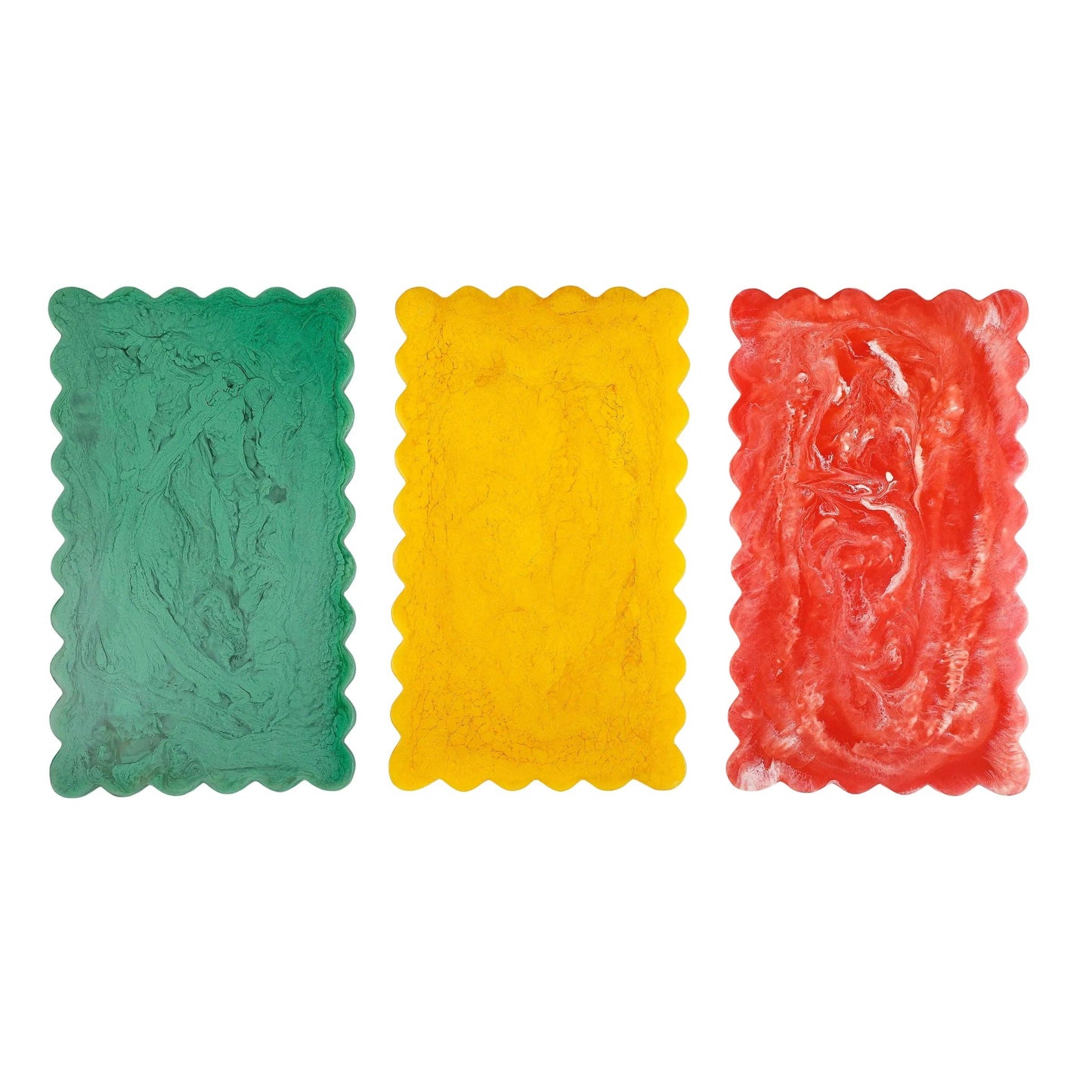 Scallop Rectangular Resin Cheese Board – Green , 14 Inches