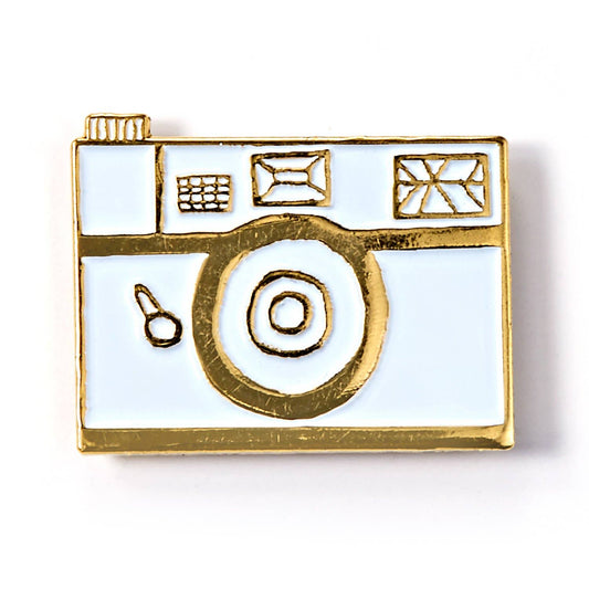 White Retro Camera Enamel Pin