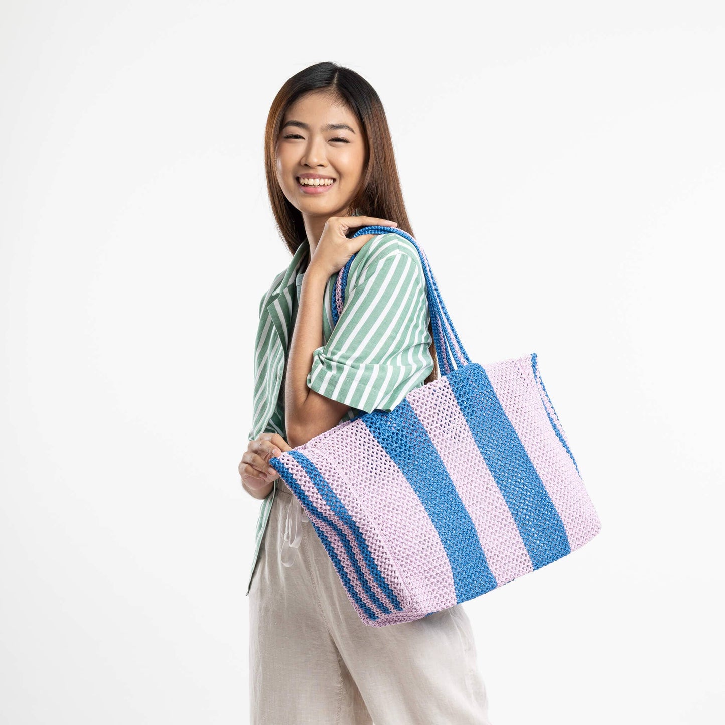Stripe Raffia Beach Tote