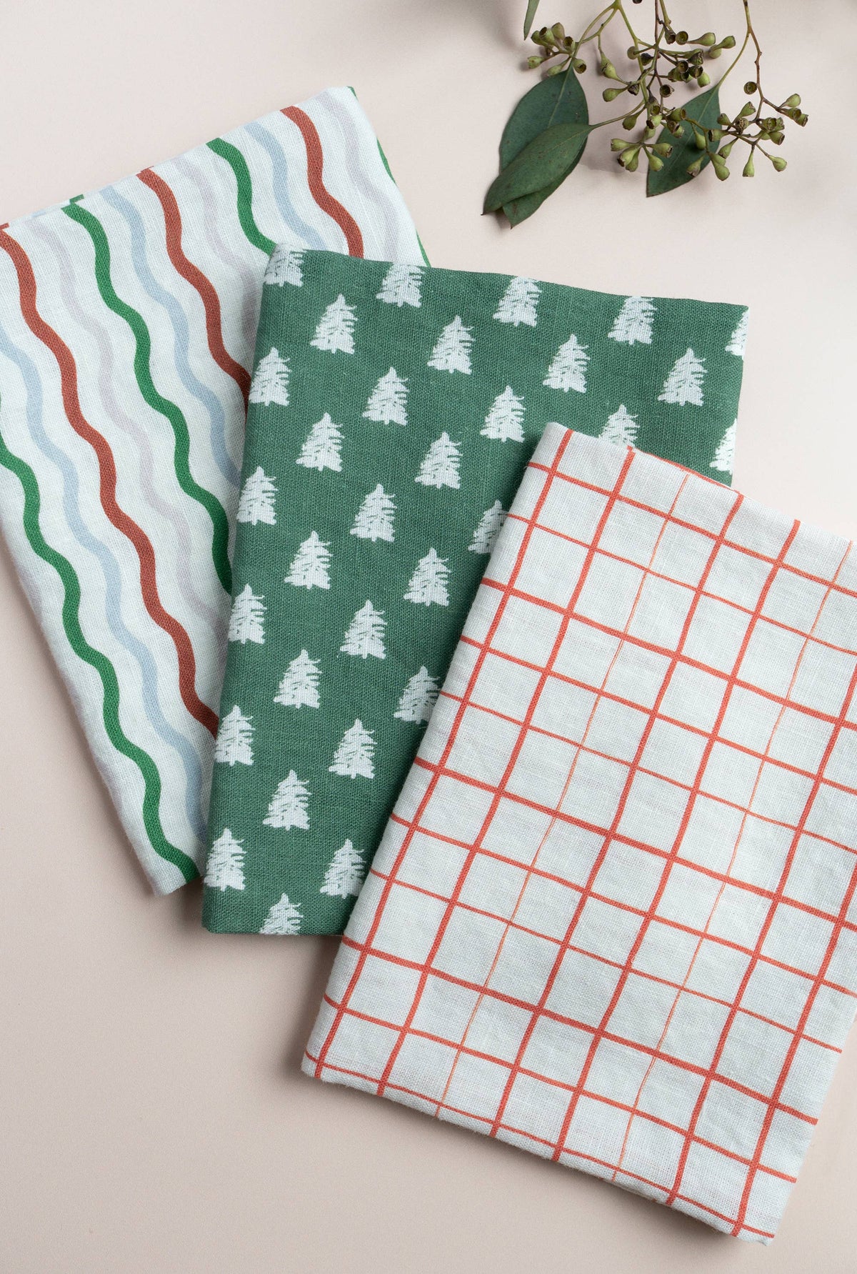 Evergreen Spruce Organic Linen Tea Towel