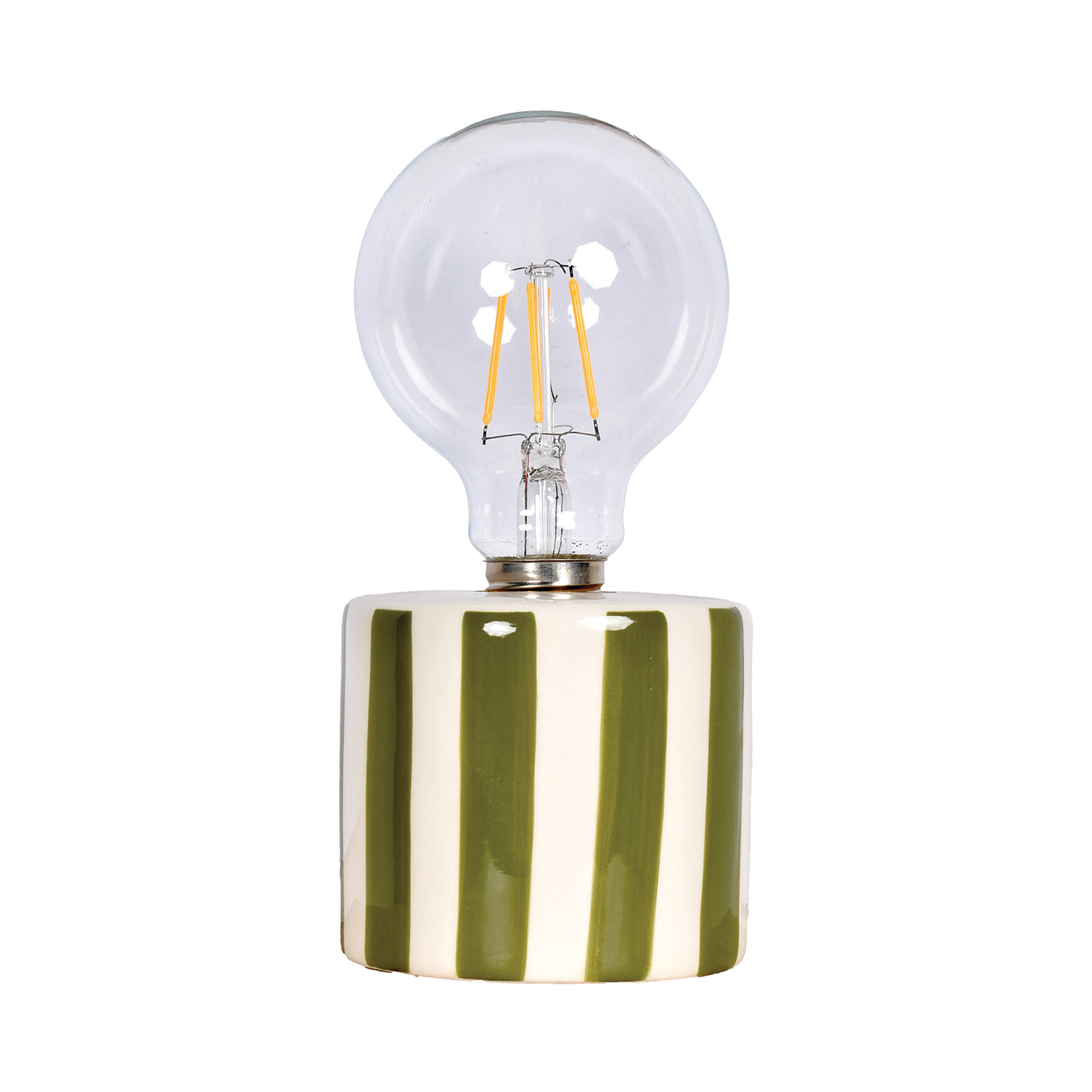 Khaki striped LED decoration, battery-operated, D8.8 H17.5 cm