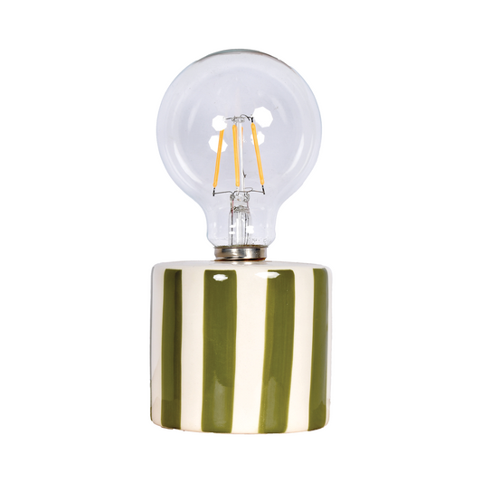 Khaki Striped Battery-Operated LED Accent Lamp