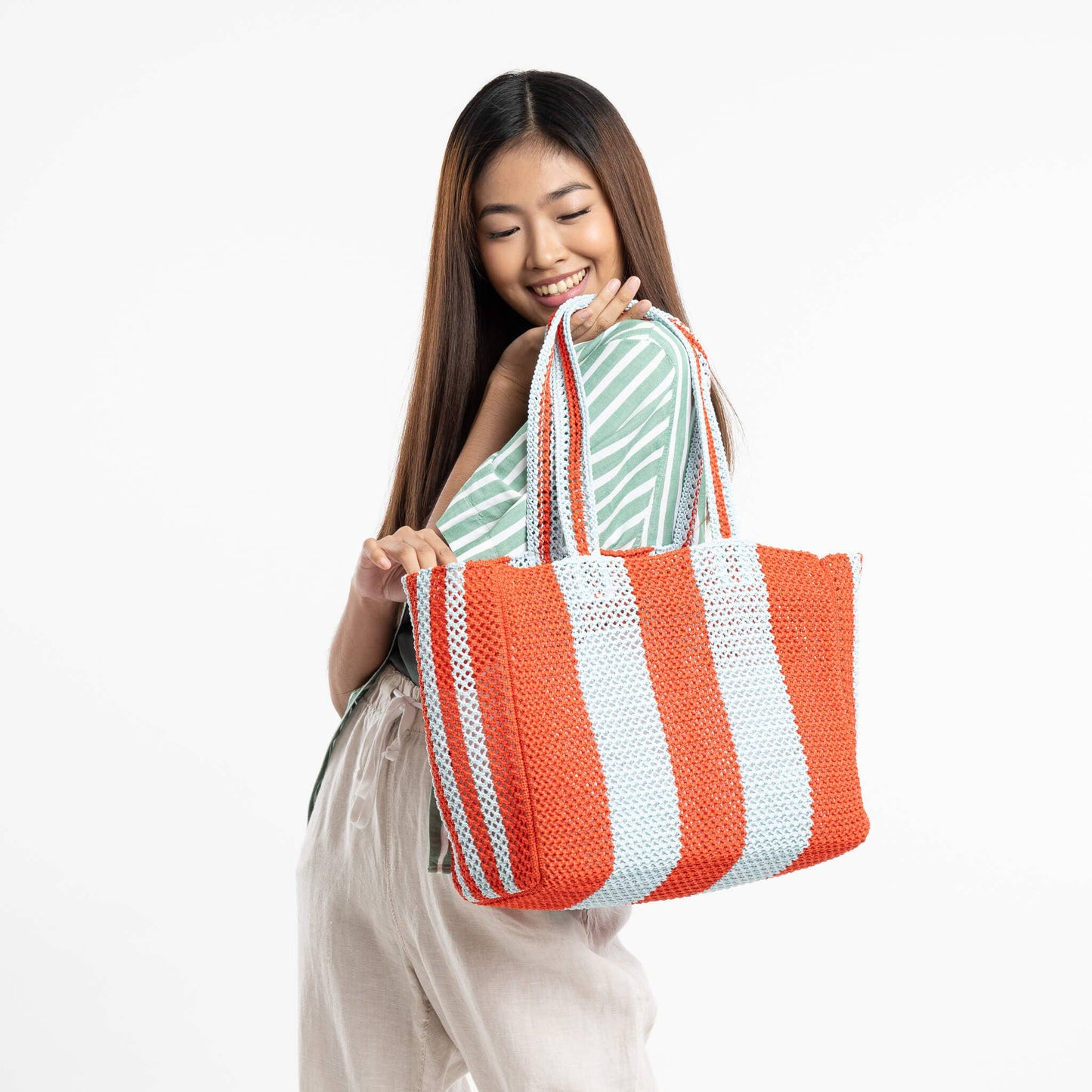 Stripe Raffia Beach Tote